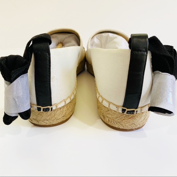 New J. Crew Canvas Espadrille Flats With Leather Cap Toe White Black Siz… - Picture 6 of 15